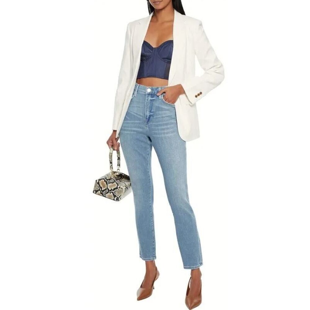 Frame Boyfriend Textured‎ Cotton Blend Blazer in Off White Small MSRP $589